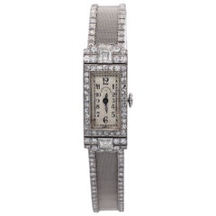 Art Deco Platinum Bigelow Kennard & Co. 4.50 Carat Diamond Ladies Dress Watch