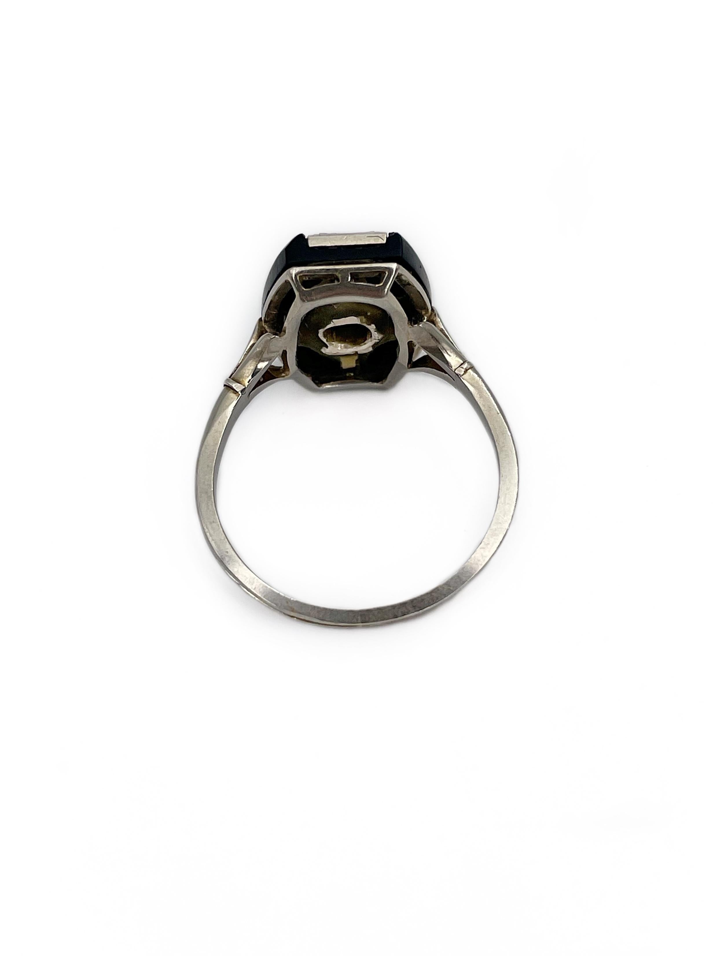 art deco black onyx and diamond ring