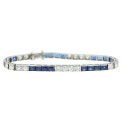 Art Deco Platinum Blue Sapphire and Diamonds Vintage Bracelet