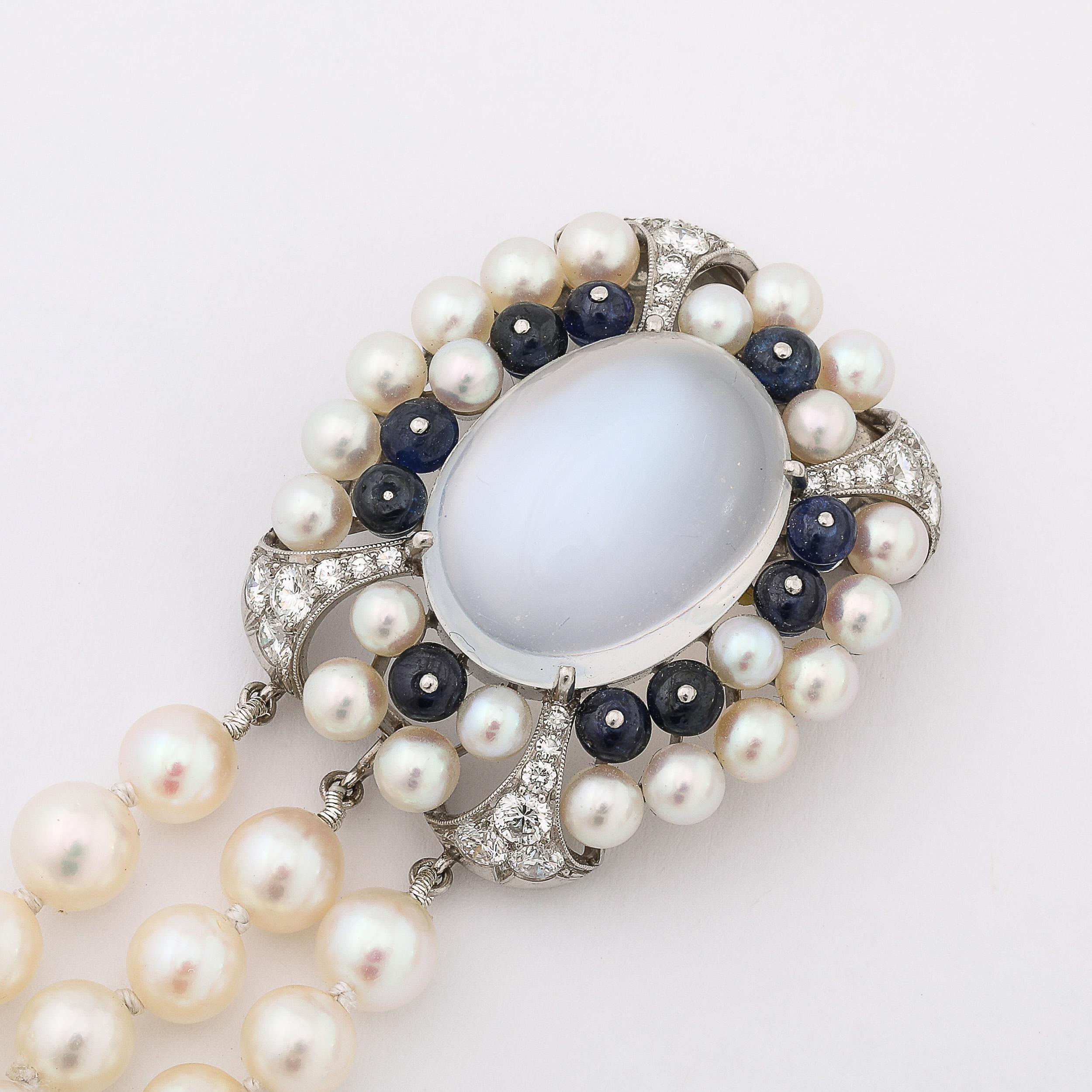 Art Deco Platinum Bracelet 21.58 Ctw Gems and Moonstone by Raymond C. Yard For Sale 6