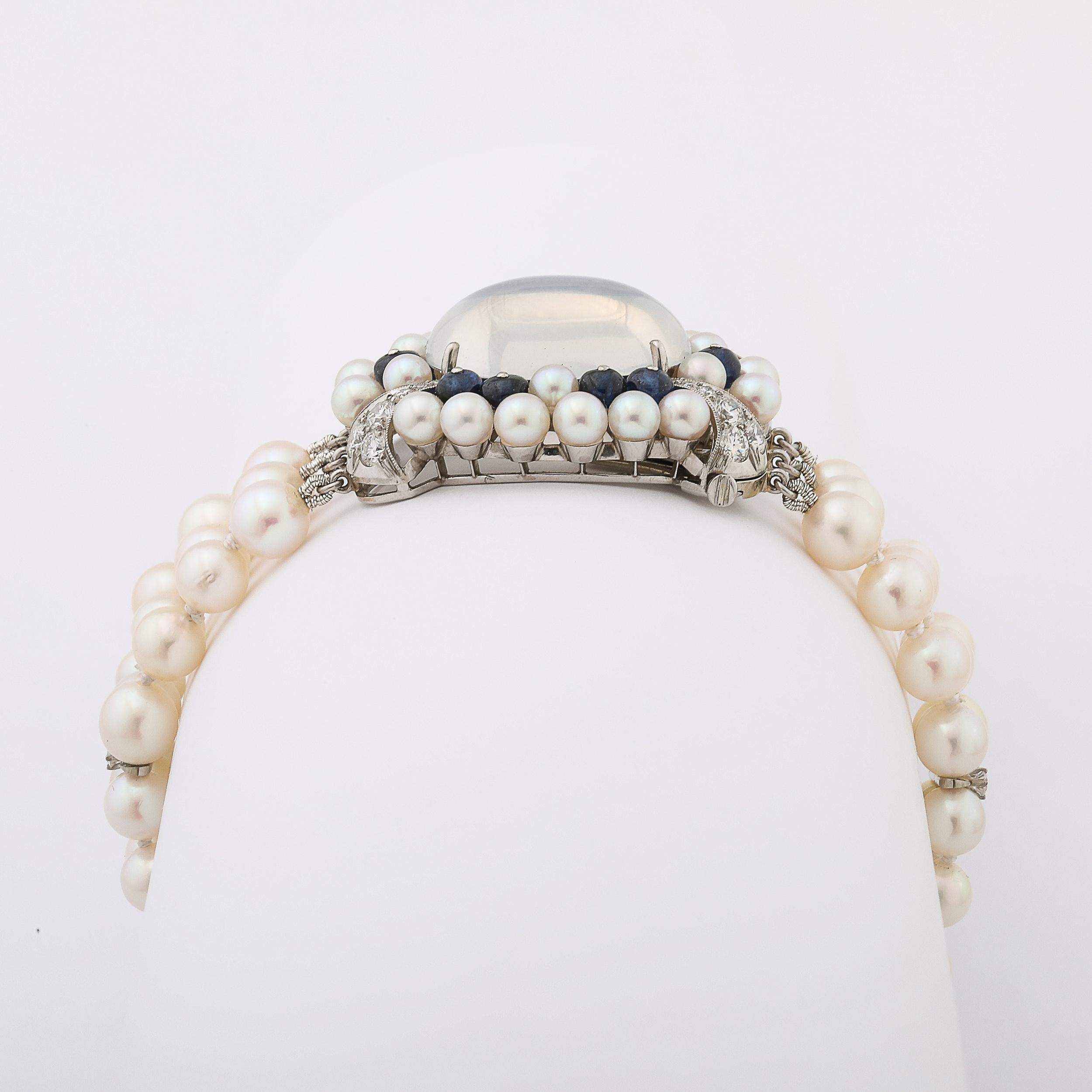 Art Deco Platinum Bracelet 21.58 Ctw Gems and Moonstone by Raymond C. Yard For Sale 10