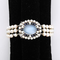 Art Deco Platinum Bracelet 21.58 Ctw Gems and Moonstone by Raymond C. Yard