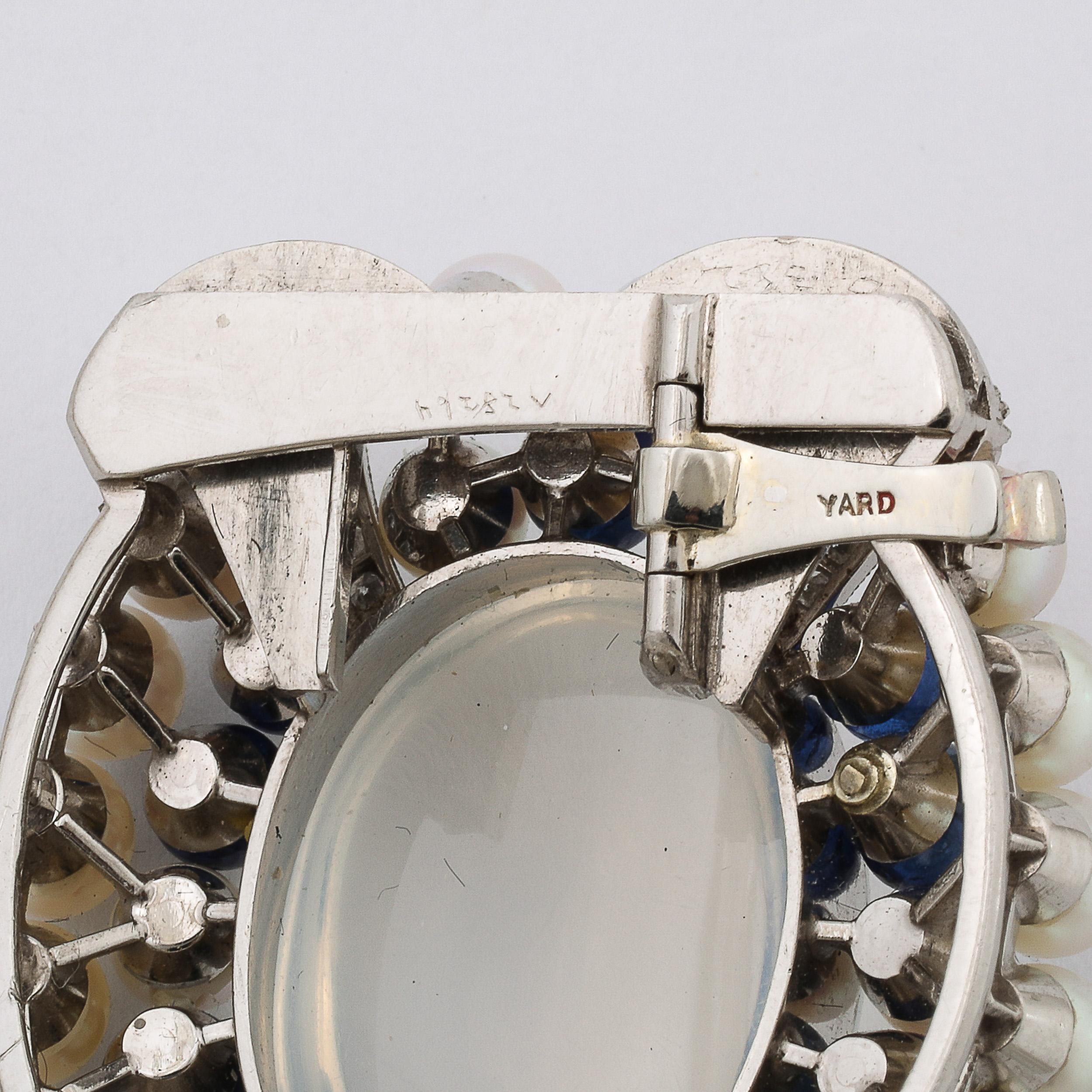 Art Deco Platinum Bracelet 21.58 Ctw Gems and Moonstone by Raymond C. Yard For Sale 4