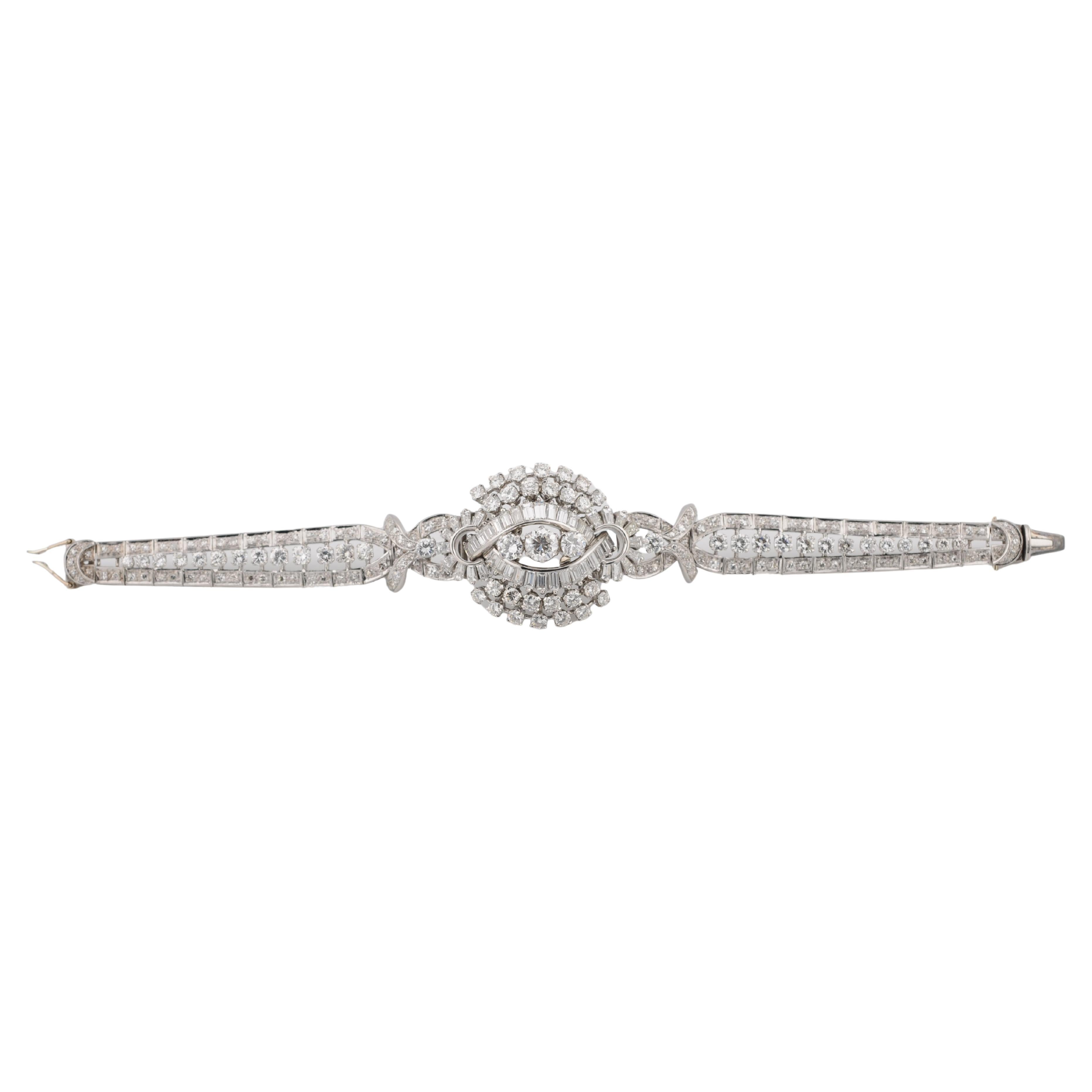 Art Deco Platinum Bracelet with ca 13ct Diamonds