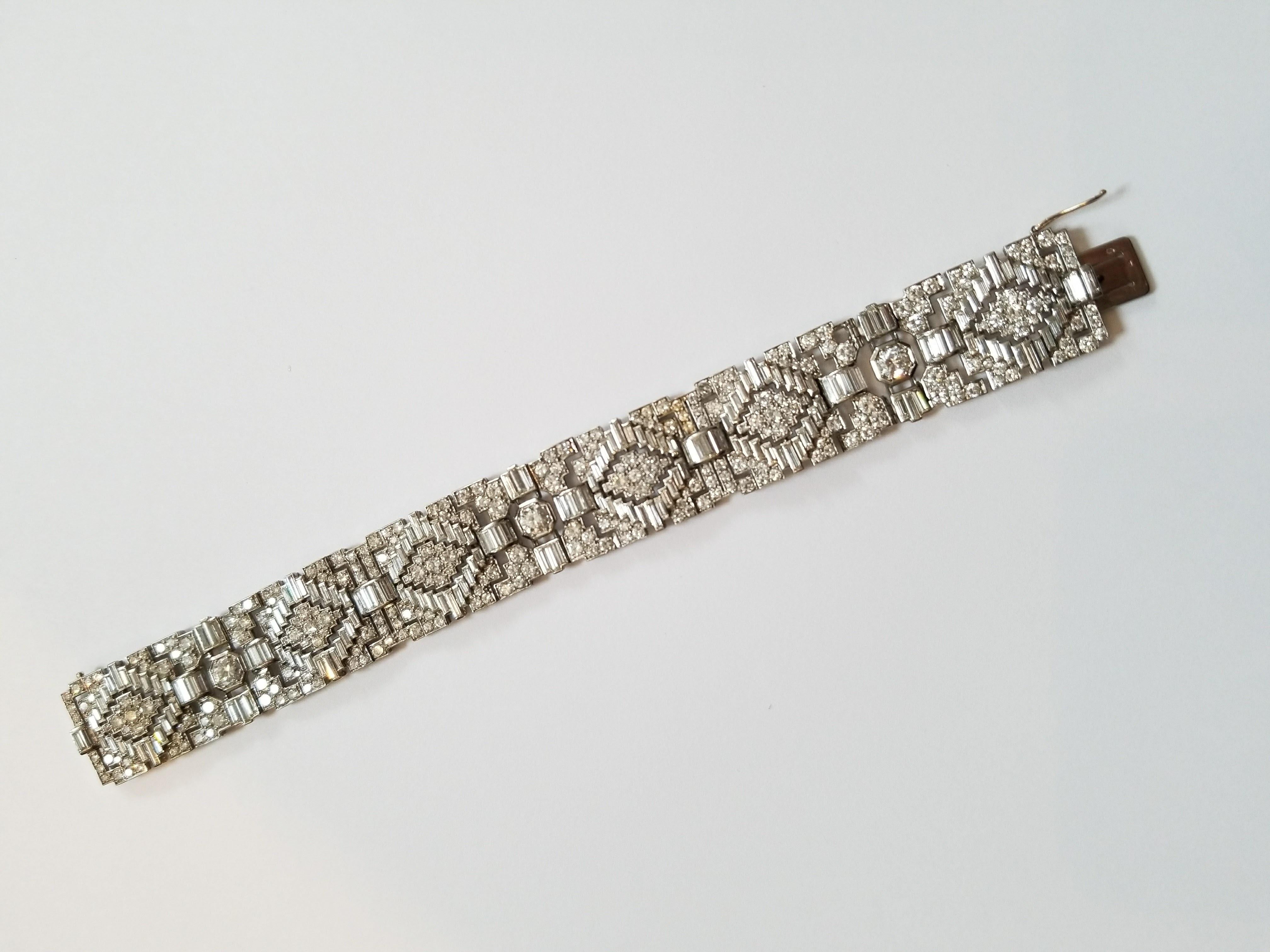 Baguette Cut Geometric Multi-Cut Diamond Strap Bracelet 