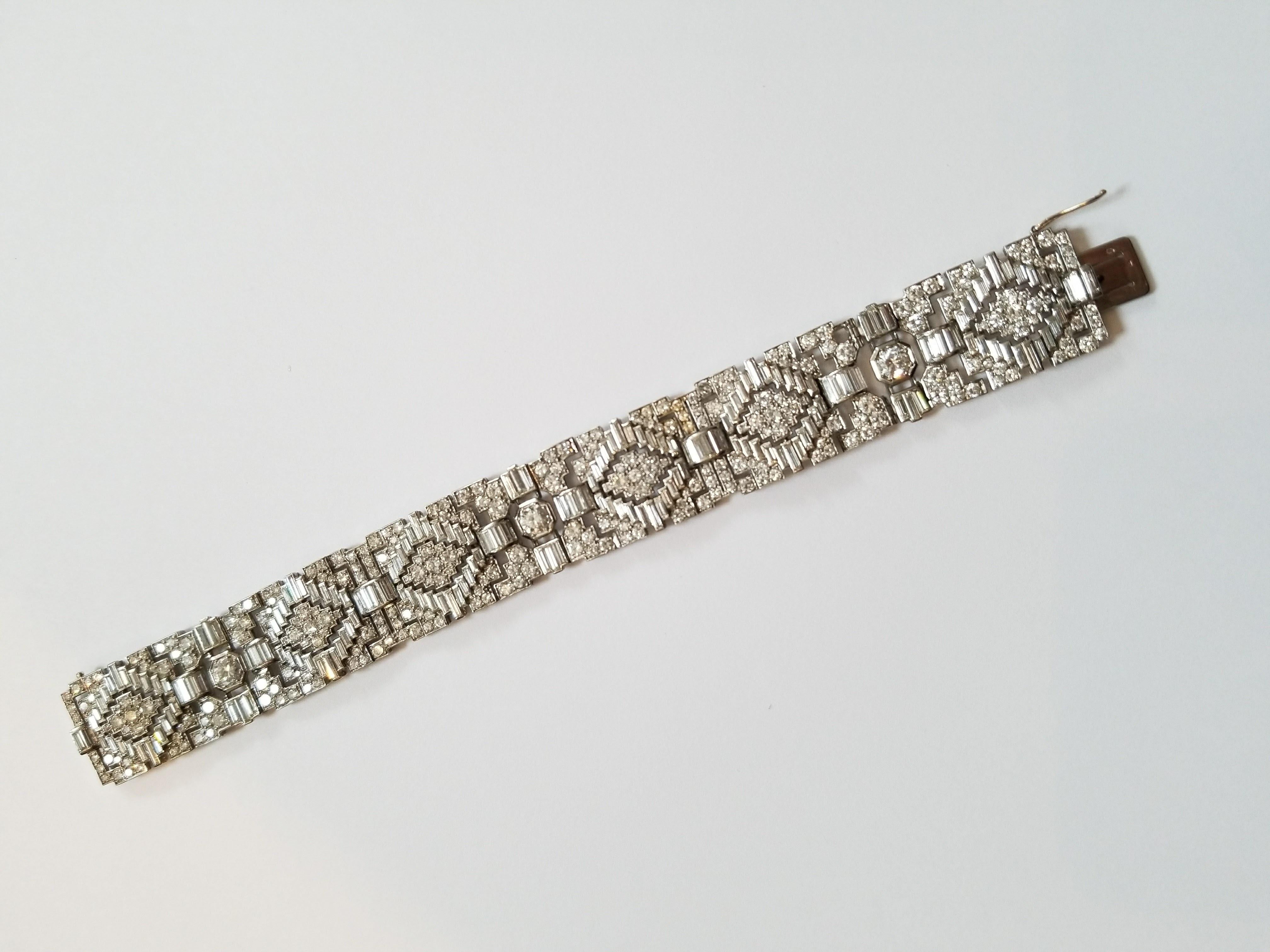 Baguette Cut Geometric Multi-Cut Diamond Strap Bracelet