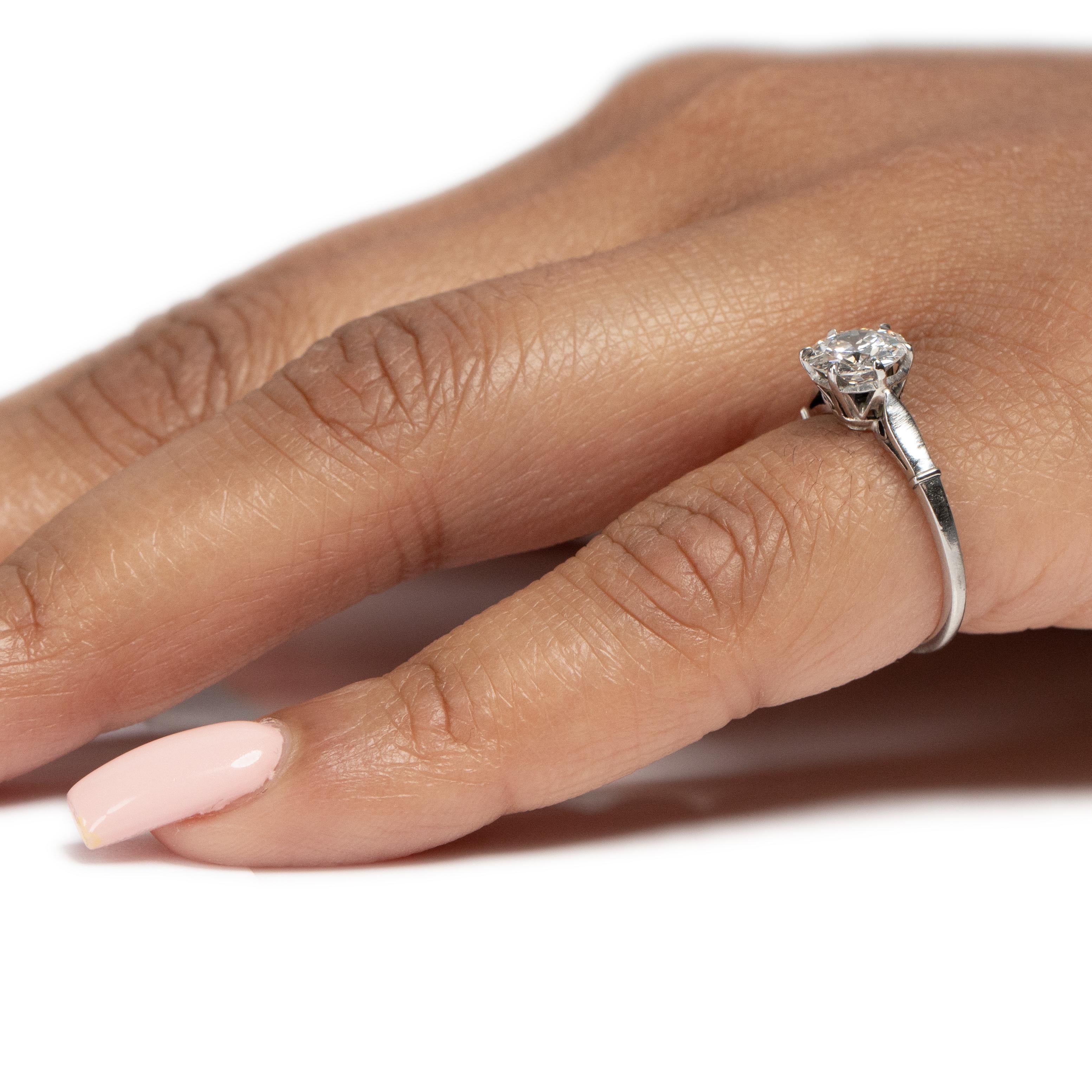 Women's or Men's Art Deco Platinum Brilliant Cut GIA Diamond Solitaire Vintage Engagement Ring