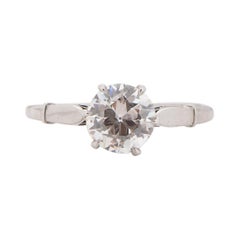 Art Deco Platinum Brilliant Cut GIA Diamond Solitaire Vintage Engagement Ring