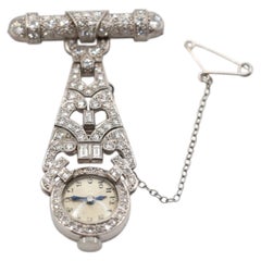 Art-Déco-Broschenuhr aus Platin von Welson, Schweizer Uhrwerk, um 1920