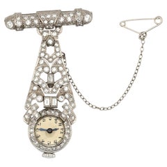 Art-Déco-Broschenuhr aus Platin von Welson, Schweizer Uhrwerk, um 1920