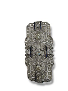 Art Deco Platinum Brooch with 11.70 Carats F/VS Diamonds