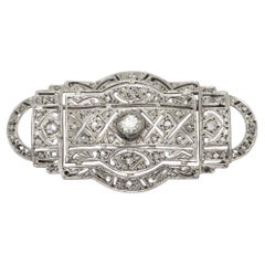 Art Deco Platinum Brooch with Old Cut Diamonds 0.57ct