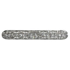 Art Deco Platinum Brooch with Old Mine and Rose-Cut Diamonds
