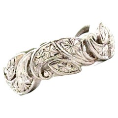Art Deco Platinum Carved Antique Wedding Band Size 4