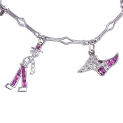 Art Deco Platinum Charm Bracelet