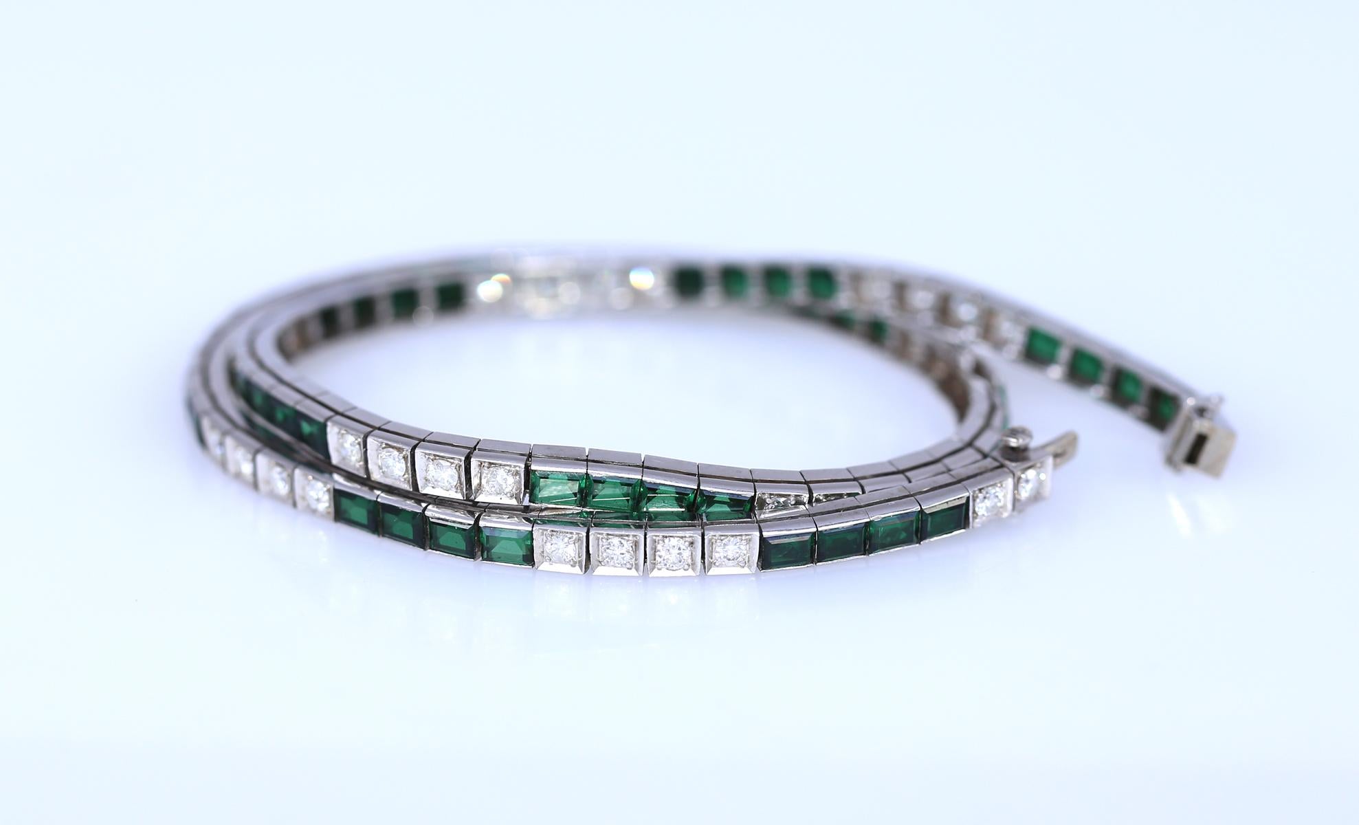 Women's Art Deco Platinum Choker Necklace Diamonds Tourmalines, 1920