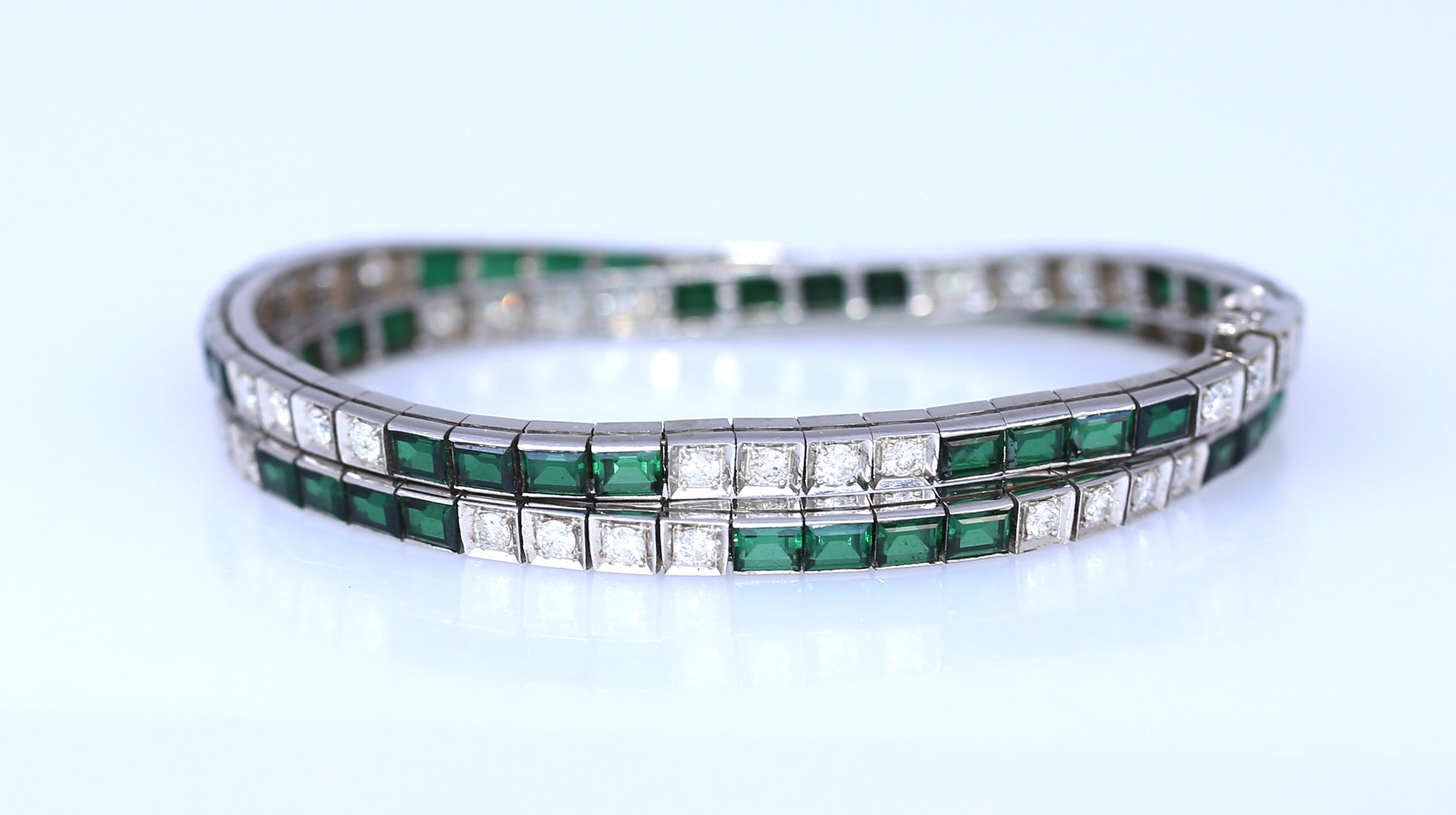 Art Deco Platinum Choker Necklace Diamonds Tourmalines, 1920