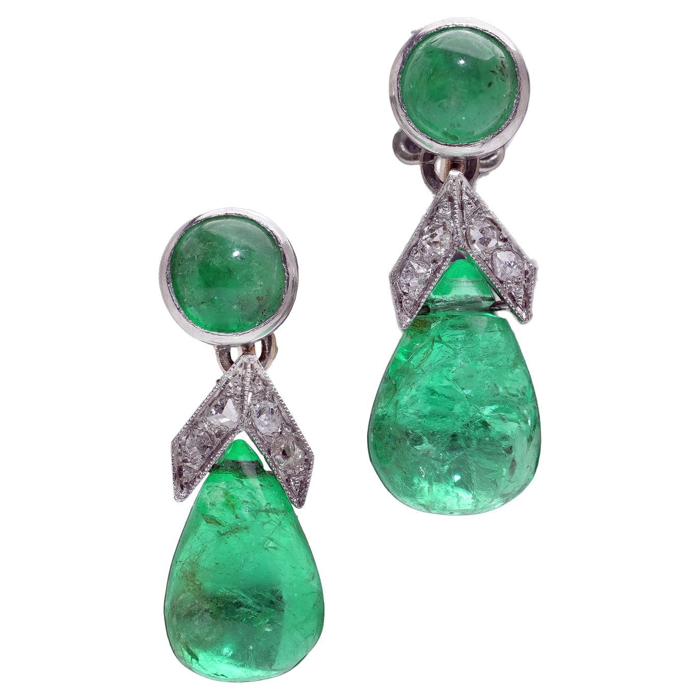 Orecchini di smeraldo colombiano in platino Art Deco