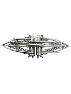 Art Deco Platinum Convertible Diamond Brooch / Dress Clips