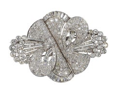 Art Deco Platinum Convertible Diamond Double Clip Brooch
