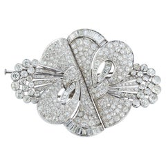 Art Deco Platinum Convertible Diamond Double Clip Brooch