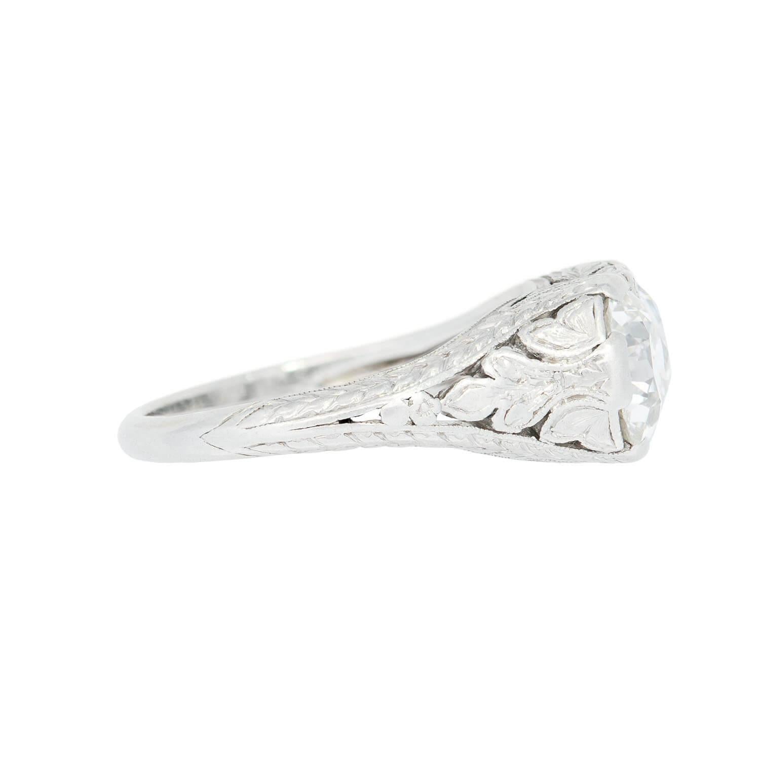 Art Deco Platinum Diamond 2 Stone Engagement Ring 1.80ctw In Good Condition For Sale In Narberth, PA