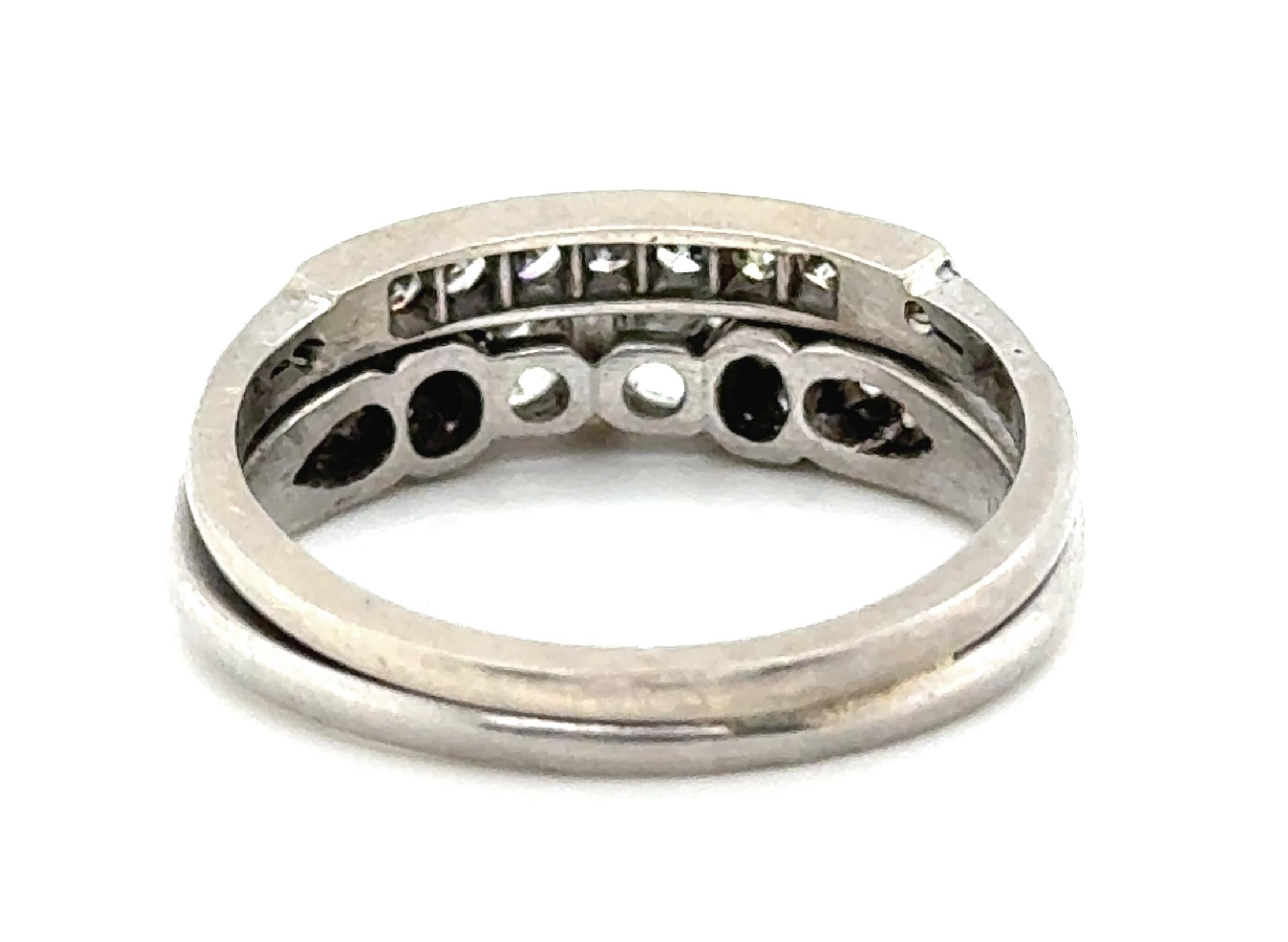 Art Deco - Diamante di platino con 2 pietre - Set di fedi coniate da 0,75 carati originale 194 In condizioni ottime in vendita a Dearborn, MI