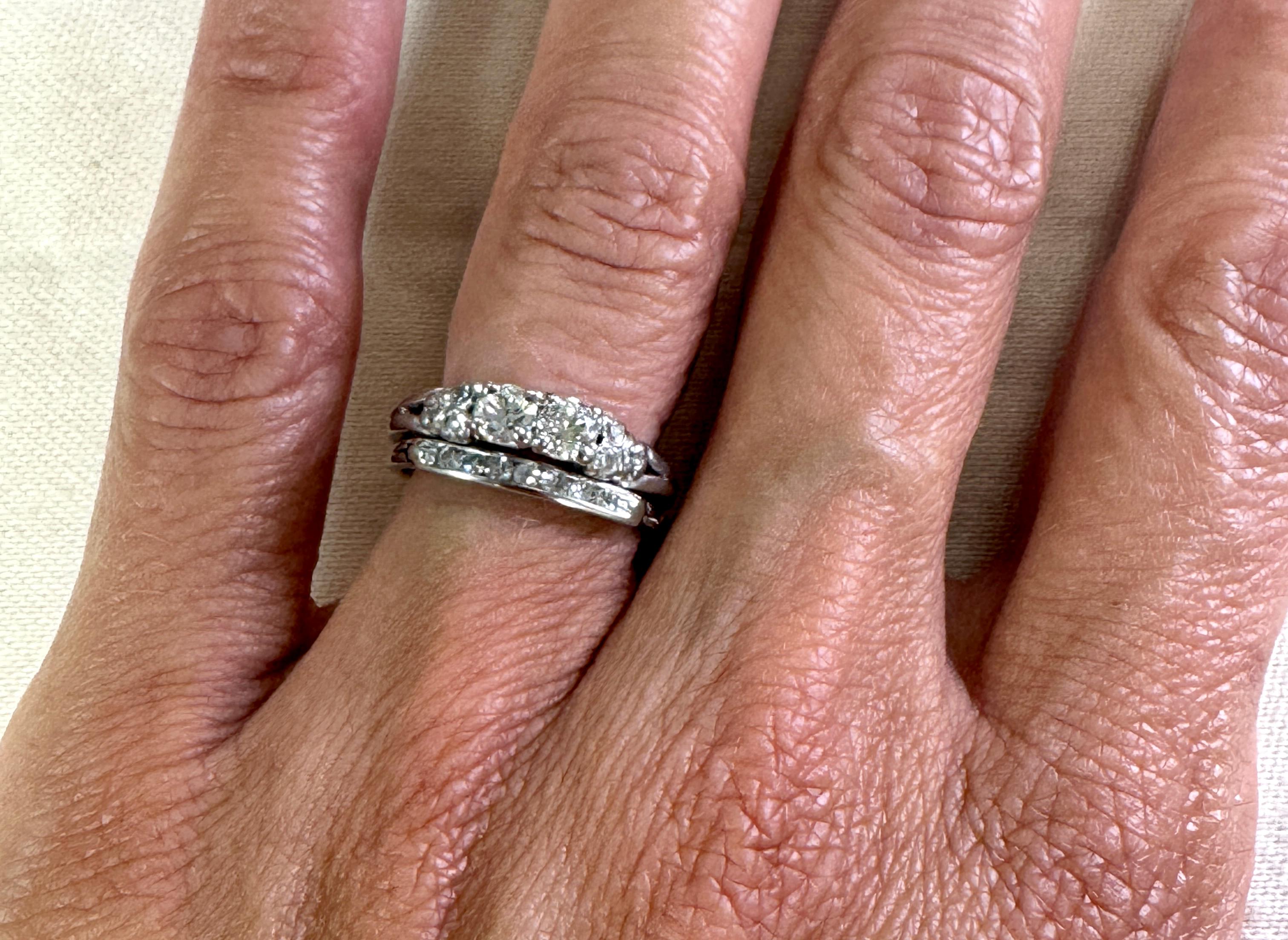 Donna Art Deco - Diamante di platino con 2 pietre - Set di fedi coniate da 0,75 carati originale 194 in vendita