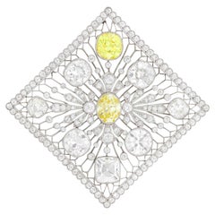 Art Deco Platinum, Diamond and Colored Diamond Pendant-Brooch