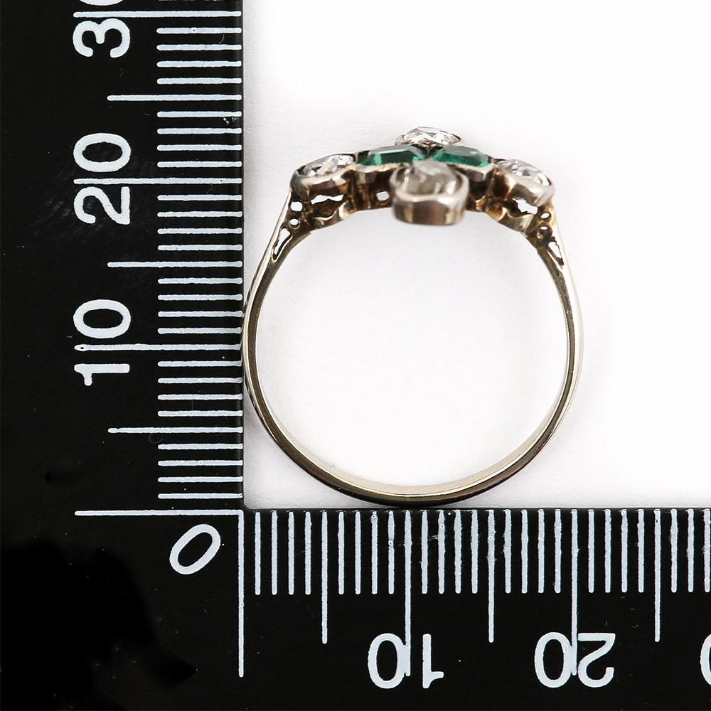 Art Deco Platinum Diamond and Emerald 6-Stone Antique Engagement Ring circa 1920 5