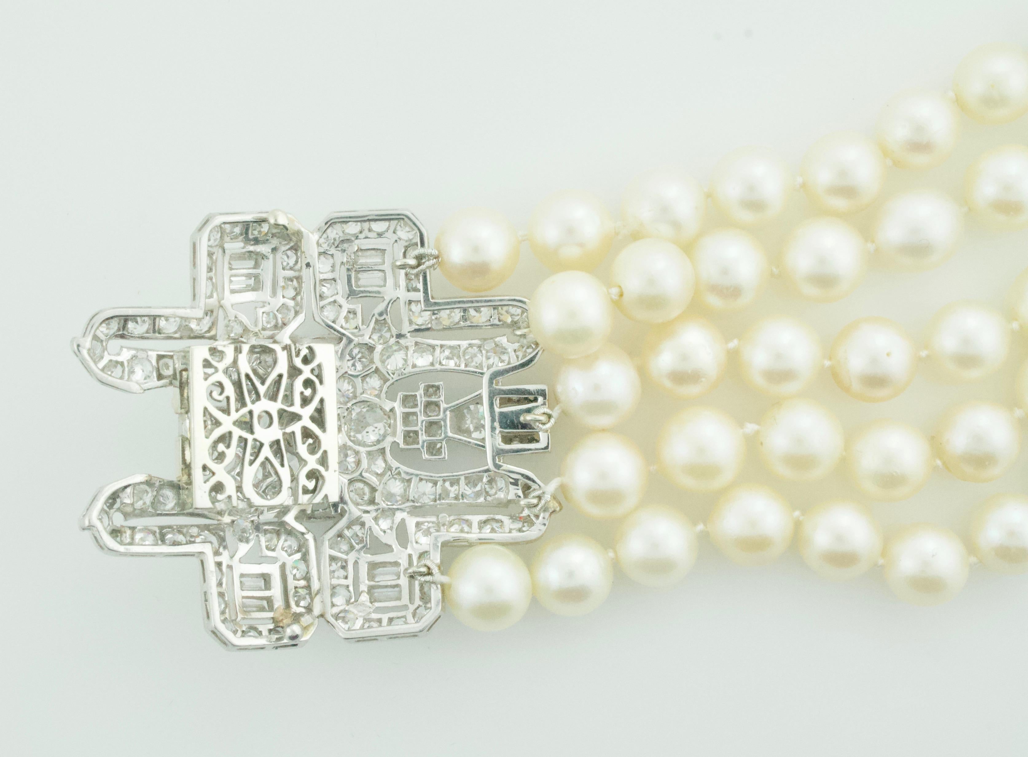 Art Deco Platinum Diamond and Pearl Bracelet Circa 1920's Great Gatsby Inspired In Excellent Condition In Wailea, HI