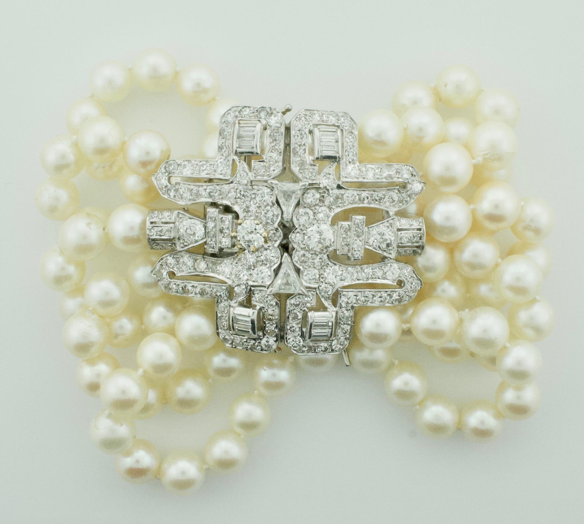 Art Deco Platinum Diamond and Pearl Bracelet Circa 1920's Great Gatsby Inspired 3