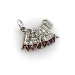 Art Deco Platinum Diamond and Ruby Chastity Belt Knickers Pendant or Charm
