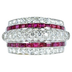 Art-Déco-Ring aus Platin, Diamant und Rubin, um 1935