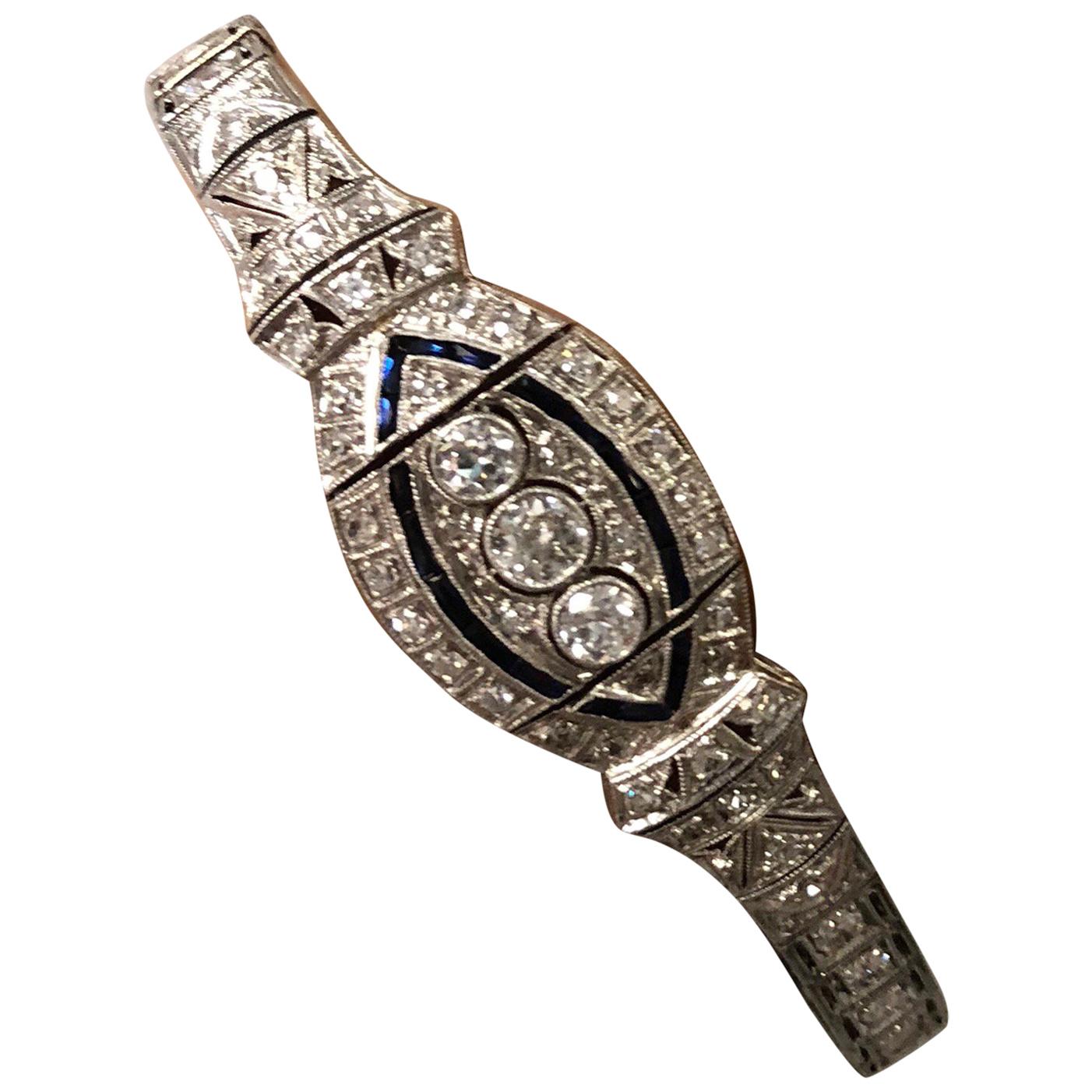 art deco diamond and sapphire bracelet