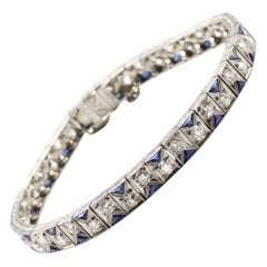 Art Deco Platinum Diamond and Sapphire Bracelet Art Deco Platinum Diamond and Sapphire Bracelet
