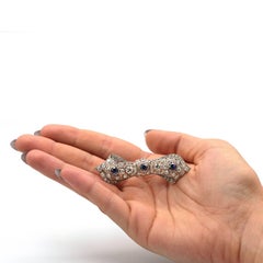 Art Deco Platinum Diamond and Sapphire Brooch