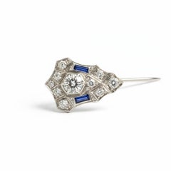 Art Deco Platinum Diamond and Sapphire Stick Pin Elegant Estate Heirloom