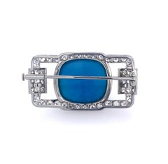 Art Deco Platinum Diamond and Turquoise Brooch