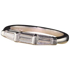 Art Deco Platinum Diamond Baguette Three-Stone Band