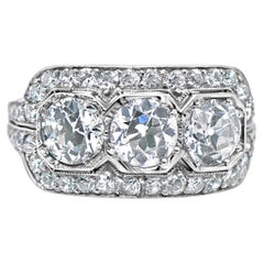 Art Deco Platinum Diamond Band, 2 CT Earth Mined Diamond Band