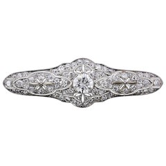 Antique Art Deco Platinum Diamond Bar Pin