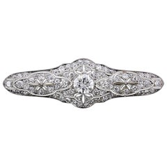 Art Deco Platinum Diamond Bar Pin