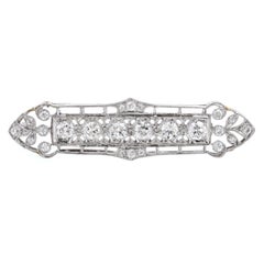 Art Deco Platinum Diamond Bar Pin