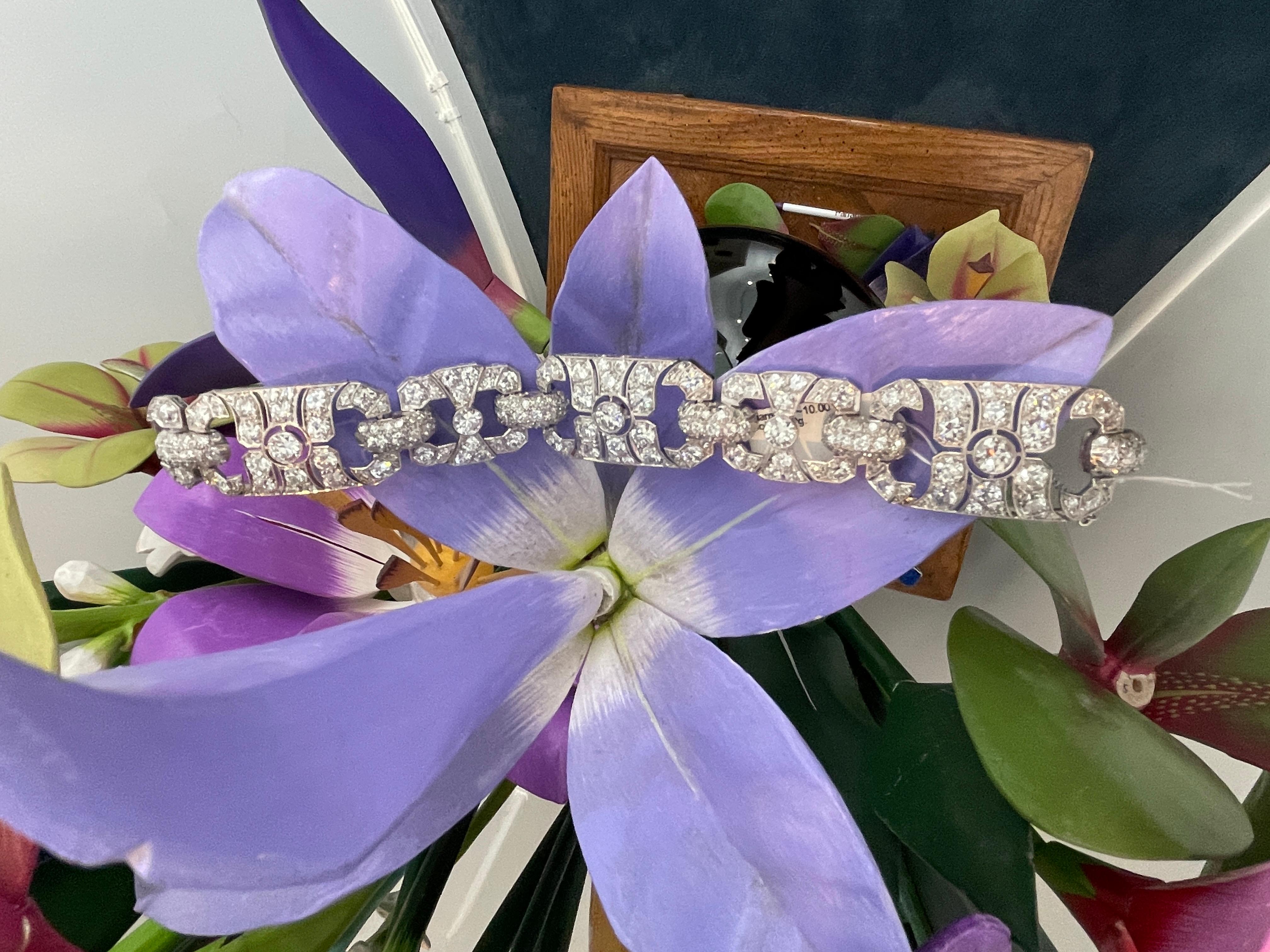 Art Deco Diamond Platinum Bracelet In Excellent Condition In Beverly Hills, CA