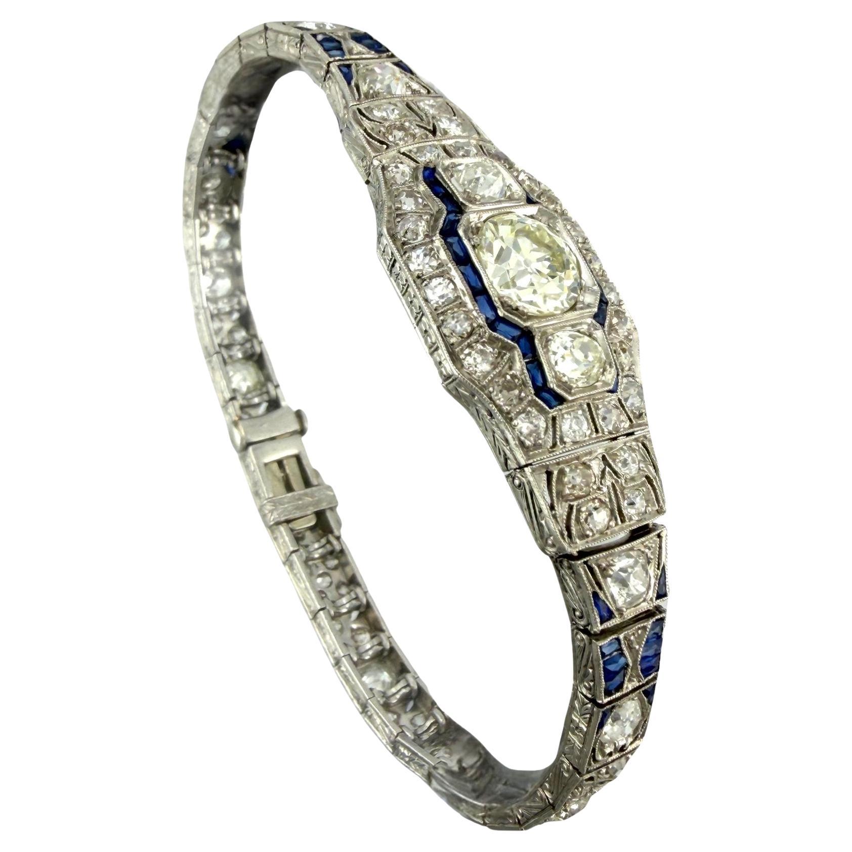 Art Deco Platinum & Diamond Bracelet Circa 1930, 6.39 Carats