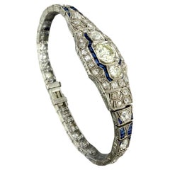 Art Deco Platinum & Diamond Bracelet Circa 1930, 6.39 Carats