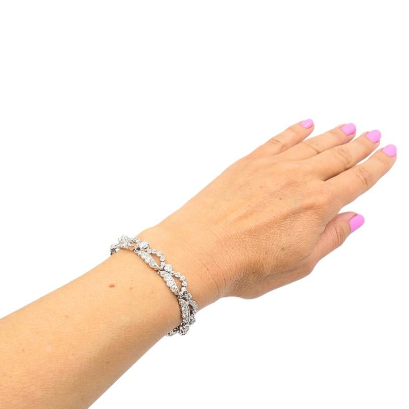 Taille ronde Bracelet Art déco en platine et diamants en vente