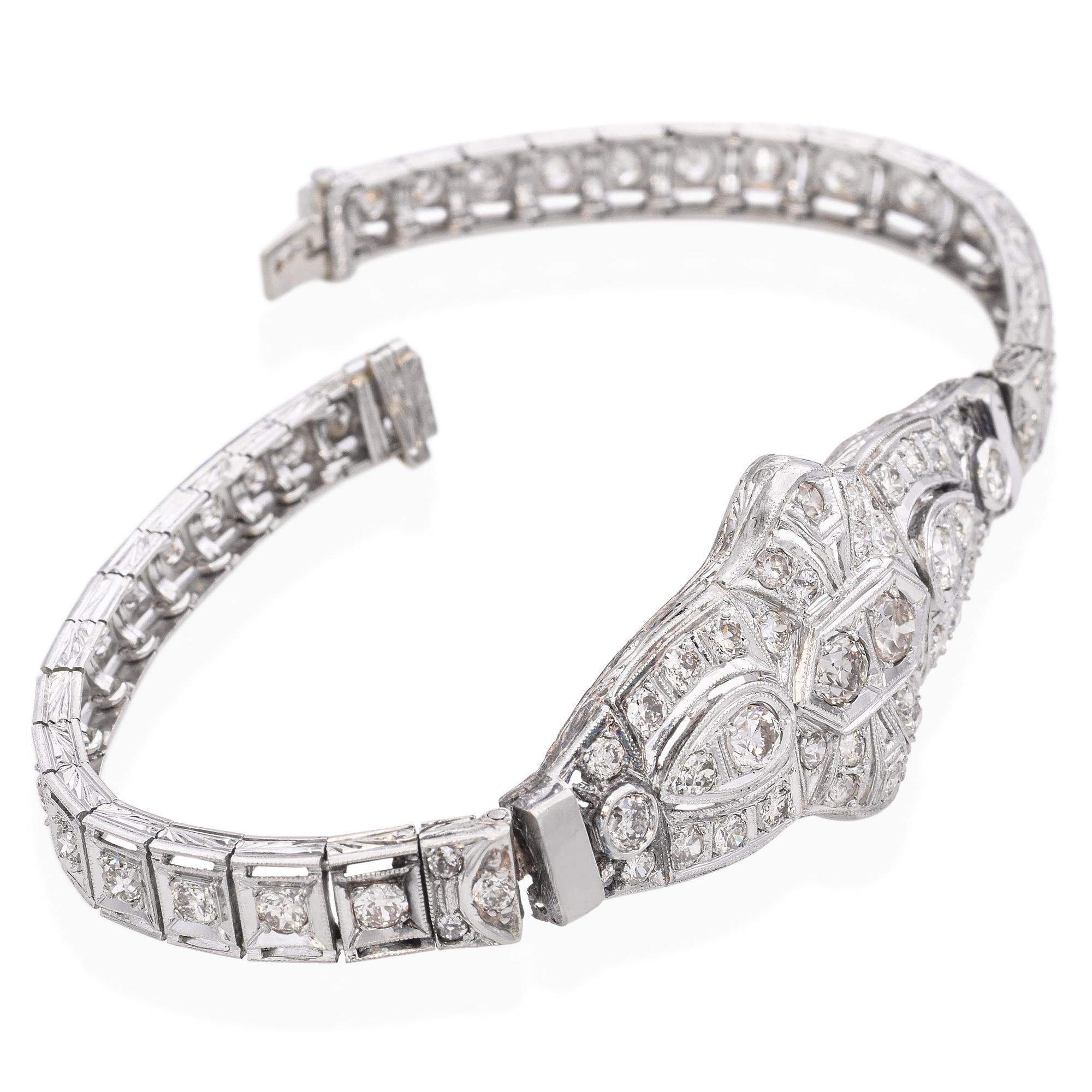 Art Deco Platinum Diamond Bracelet 1