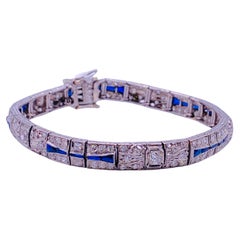 Art Deco Diamond and Sapphire Platinum Bracelet